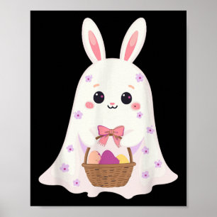 Niedlich Ghost Bunny Egg Basket Rabbit Osterrabe Poster