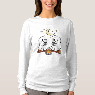 Niedlich Ghost Campfire Gemütliches Halloween-Lang T-Shirt