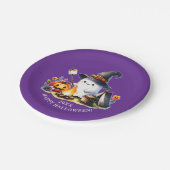 Niedlich Ghost Camping Happy Halloween Lila Pappteller (Schrägansicht)