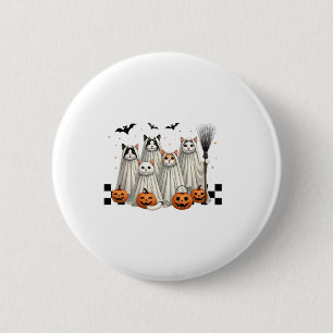 Niedlich Ghost Cat Funny Halloween Outfit Kostüme Button