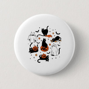 Niedlich Ghost Cat Funny Halloween Outfit Kostüme Button