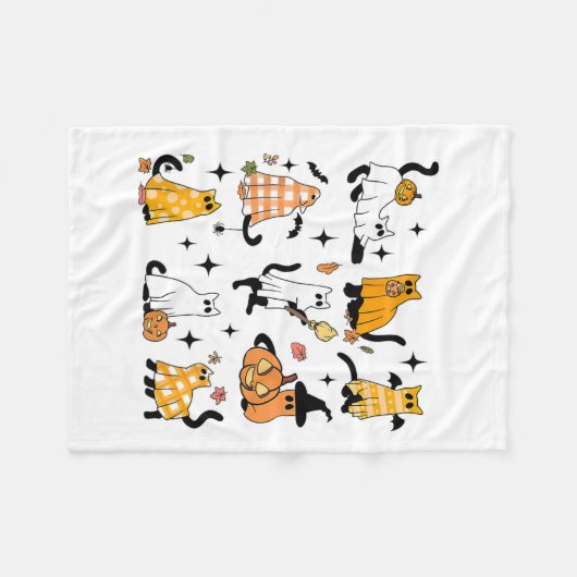 Niedlich Ghost Cat Funny Halloween Outfit Kostüme Fleecedecke (Vorderseite (Horizontal))