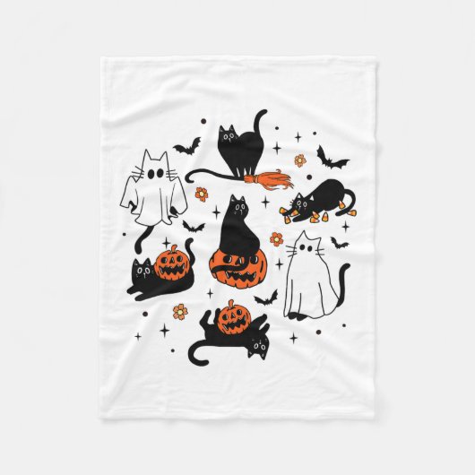 Niedlich Ghost Cat Funny Halloween Outfit Kostüme Fleecedecke (Vorderseite)