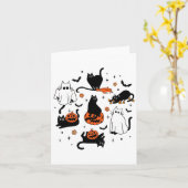 Niedlich Ghost Cat Funny Halloween Outfit Kostüme Karte (Gelbe Blume)