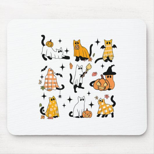 Niedlich Ghost Cat Funny Halloween Outfit Kostüme Mousepad (Vorne)