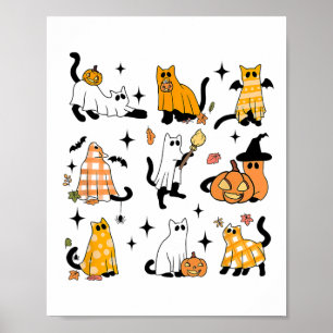 Niedlich Ghost Cat Funny Halloween Outfit Kostüme  Poster