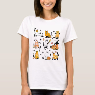 Niedlich Ghost Cat Funny Halloween Outfit Kostüme T-Shirt