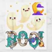 Niedlich Ghost Cat Funny Halloween Outfit Weinetikett (Einzelnes Label)