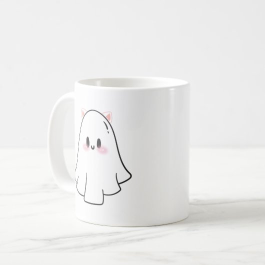 Niedlich Ghost Cat Kaffeetasse (Vorderseite Links)