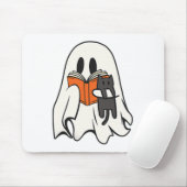 Niedlich Ghost Cat Lesen Buch Spooky Jahreszeit Ha Mousepad (Mit Mouse)