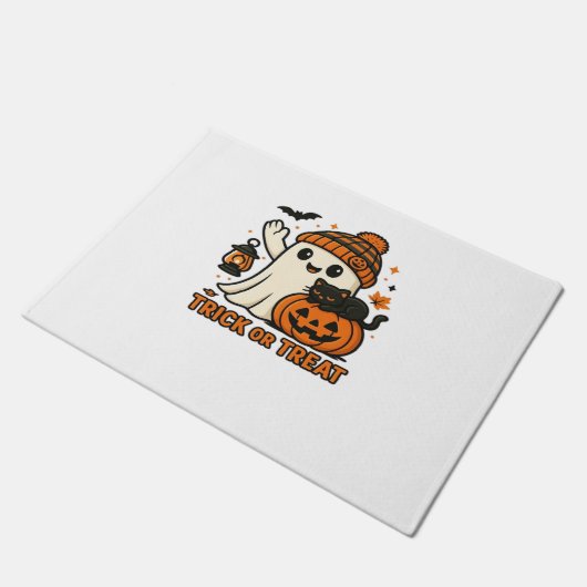 Niedlich Ghost Cat Spooky Halloween Kitten Magie W Fußmatte (Schrägansicht)