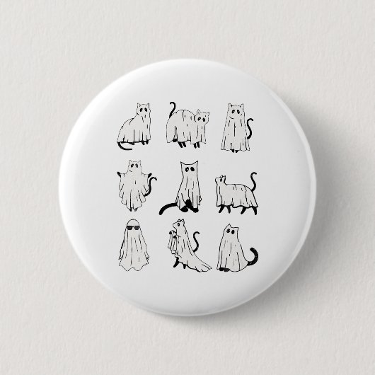 Niedlich Ghost Cat Weihnachtsstimmung Kostüme Button (Vorderseite)