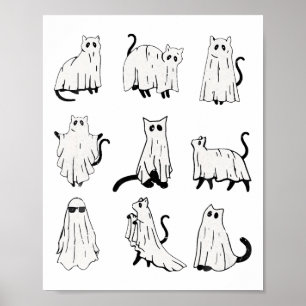 Niedlich Ghost Cat Weihnachtsstimmung Kostüme Poster