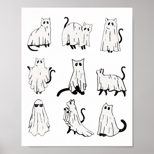 Niedlich Ghost Cat Weihnachtsstimmung Kostüme Poster (Vorne)
