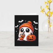 Niedlich Ghost Coffee Lover Halloween Ghost Pumpki Karte (Gelbe Blume)