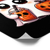 Niedlich Ghost Coffee Lover Halloween Ghost Pumpki Poster (Ecke)
