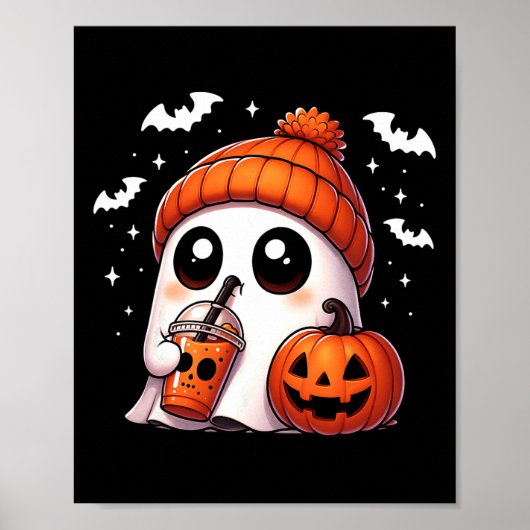 Niedlich Ghost Coffee Lover Halloween Ghost Pumpki Poster (Vorne)
