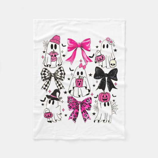Niedlich Ghost Coquette Ästhetik Pink Bows Spooky Fleecedecke (Vorderseite)