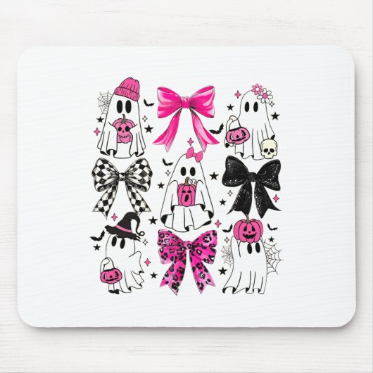 Niedlich Ghost Coquette Ästhetik Pink Bows Spooky  Mousepad (Vorne)