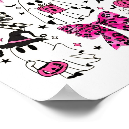 Niedlich Ghost Coquette Ästhetik Pink Bows Spooky  Poster (Ecke)