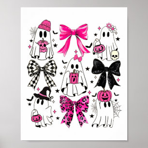 Niedlich Ghost Coquette Ästhetik Pink Bows Spooky  Poster