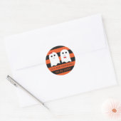 Niedlich Ghost Couple Halloween-Hochzeitsticker-Si Runder Aufkleber (Umschlag)