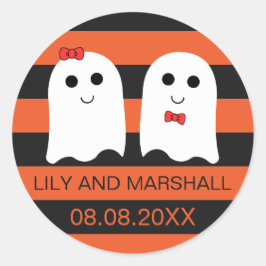 Niedlich Ghost Couple Halloween-Hochzeitsticker-Si Runder Aufkleber
