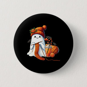 Niedlich Ghost Crochet Knitting Liebhaber Hallowee Button