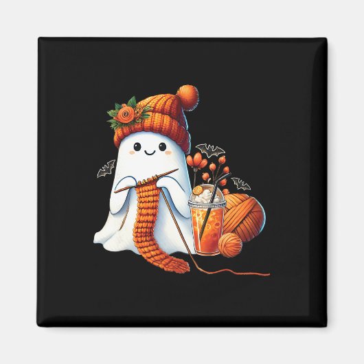 Niedlich Ghost Crochet Knitting Liebhaber Hallowee Magnet (Vorne)