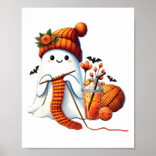 Niedlich Ghost Crochet Knitting Liebhaber Hallowee Poster