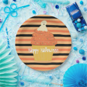 Niedlich Ghost Cupcake Halloween Orange Black Stri Pappteller (Party)