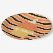 Niedlich Ghost Cupcake Halloween Orange Black Stri Pappteller (Schrägansicht)