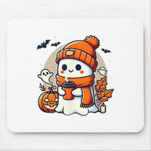 Niedlich Ghost Drink Coffee Women Halloween Kawaii Mousepad