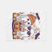 Niedlich Ghost Drink Kaffee Funny Halloween Kostüm Fleecedecke (Vorderseite (Horizontal))