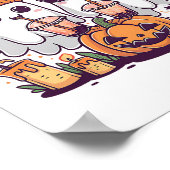 Niedlich Ghost Drink Kaffee Funny Halloween Kostüm Poster (Ecke)