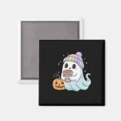 Niedlich Ghost Drink Kaffee Halloween Eiskaffee Wo Magnet (Vorderseite/Rückseite)