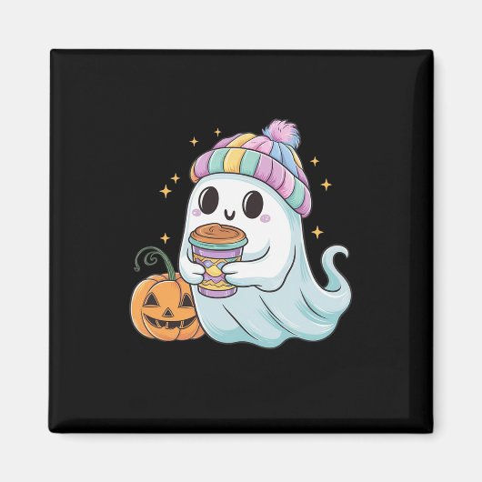 Niedlich Ghost Drink Kaffee Halloween Eiskaffee Wo Magnet (Vorne)