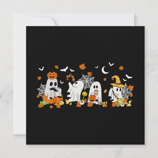 Niedlich Ghost Drink Kaffee Halloween Fall Ghost B Einladung (Vorderseite)