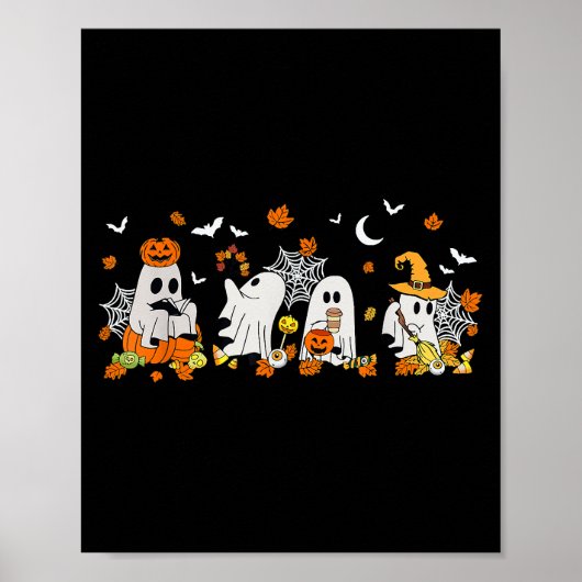 Niedlich Ghost Drink Kaffee Halloween Fall Ghost B Poster (Vorne)