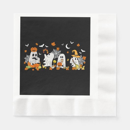 Niedlich Ghost Drink Kaffee Halloween Fall Ghost B Serviette (Vorderseite)