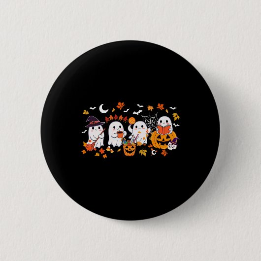 Niedlich Ghost Drink Kaffee Halloween Ghost Fall B Button (Vorderseite)