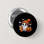 Niedlich Ghost Drink Kaffee Halloween Ghost Ice Co Button (Vorne & Hinten)