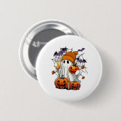 Niedlich Ghost Drink Kaffee Halloween Ghost Ice Co Button (Vorne & Hinten)