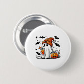 Niedlich Ghost Drink Kaffee Halloween Ghost Ice Co Button (Vorne & Hinten)