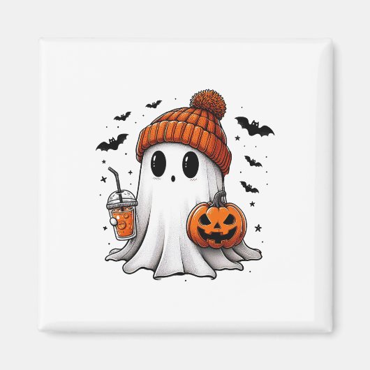 Niedlich Ghost Drink Kaffee Halloween Ghost Ice Co Magnet (Vorne)