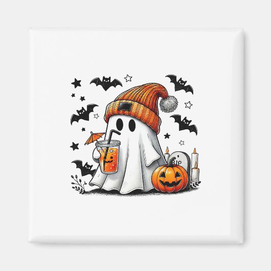 Niedlich Ghost Drink Kaffee Halloween Ghost Ice Co Magnet (Vorne)