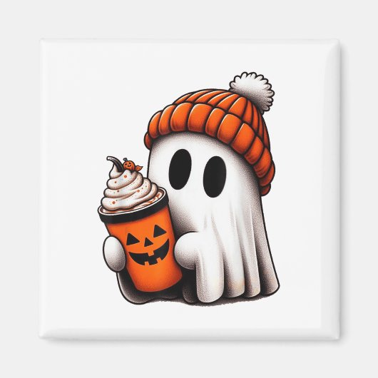 Niedlich Ghost Drink Kaffee Halloween Ghost Ice Co Magnet (Vorne)