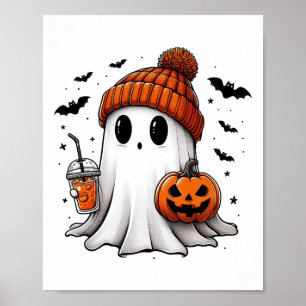 Niedlich Ghost Drink Kaffee Halloween Ghost Ice Co Poster