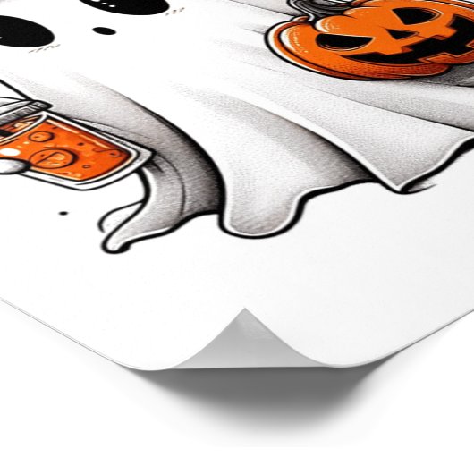 Niedlich Ghost Drink Kaffee Halloween Ghost Ice Co Poster (Ecke)