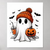 Niedlich Ghost Drink Kaffee Halloween Ghost Ice Co Poster (Vorne)
